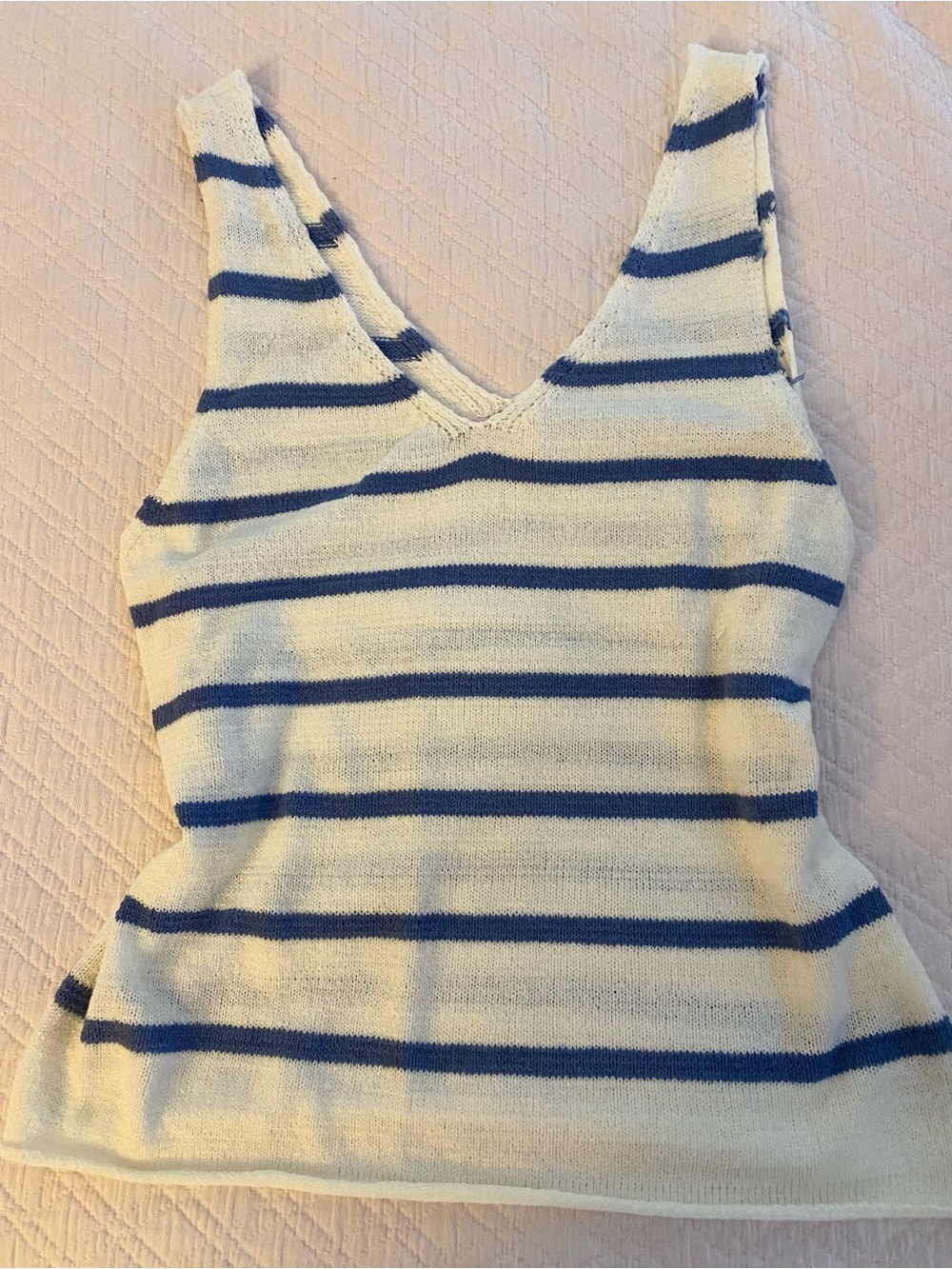 Blue & white striped sweater tank
